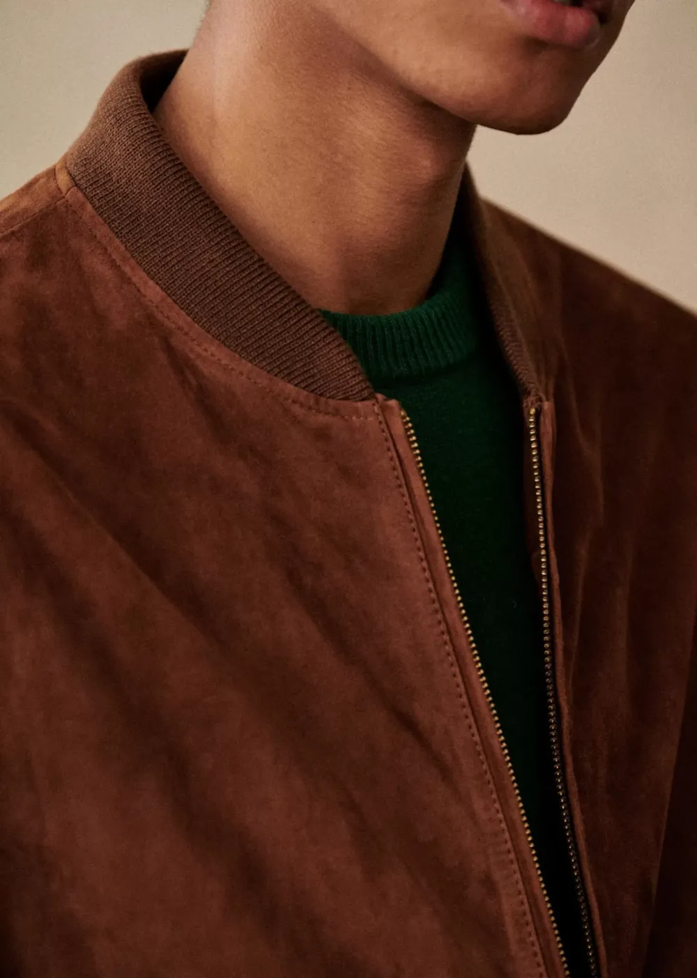 Suede Crew Neck Jackets