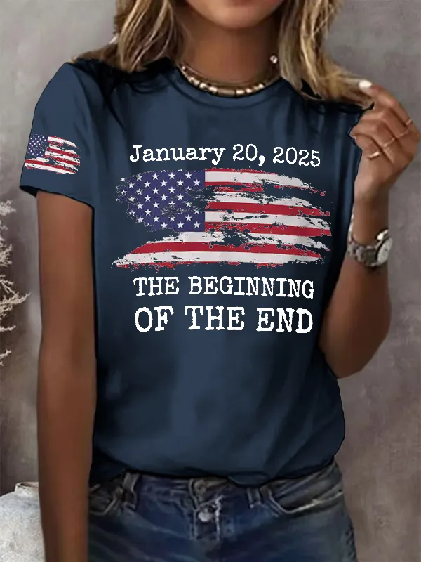 Retro January 20, 2025 The Beginning Of The End Print T-Shirt