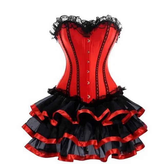 Women's Corsets Trachtenmieder Christmas Halloween Wedding Party Birthday Party Xmas Plus Size Red Country Bavarian Overbust Corset Hook & Eye Lace Up Tummy Control Push Up Bow Solid Color Stripe