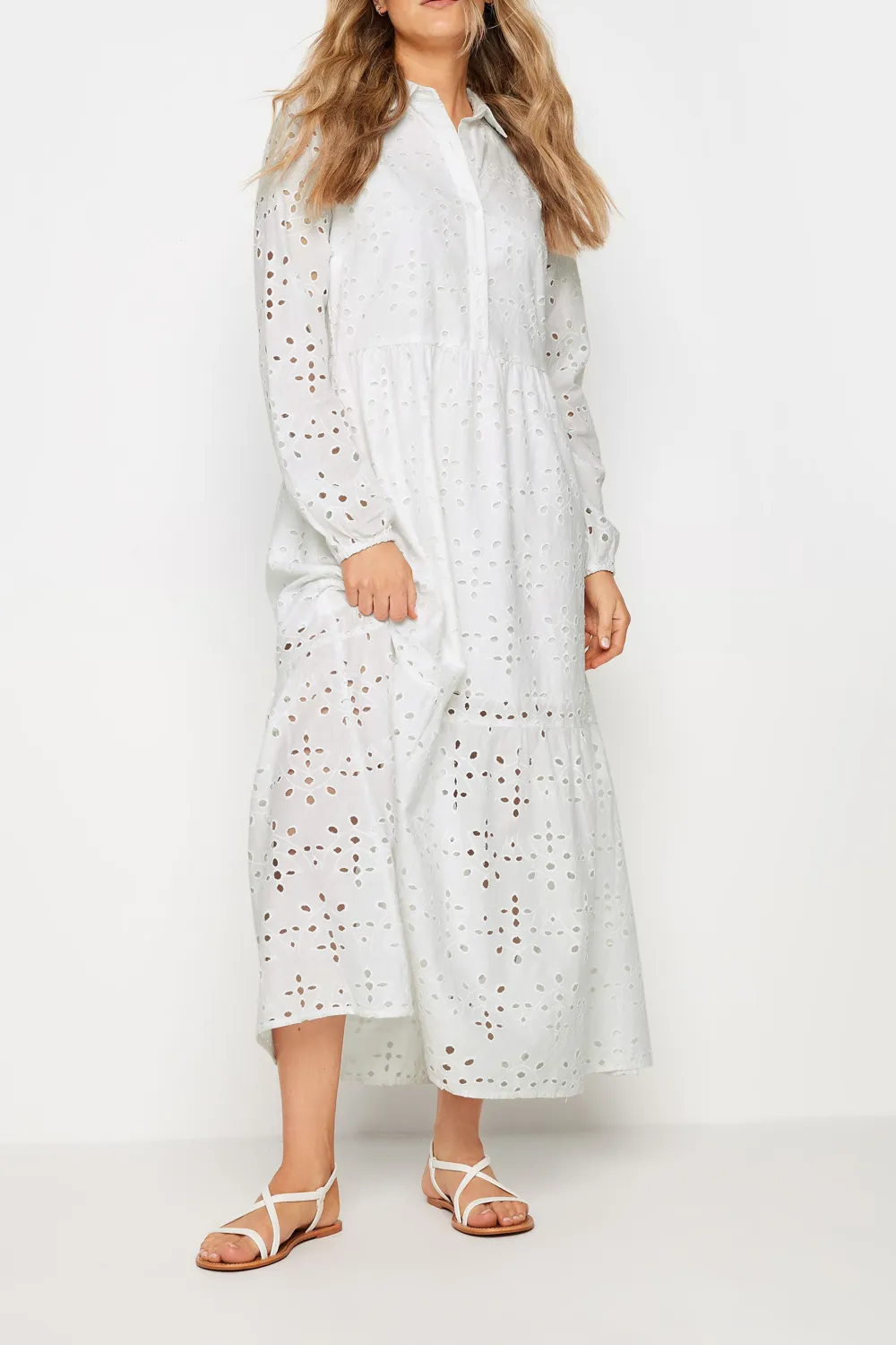 White Casual Style Maxi Shirt Dress