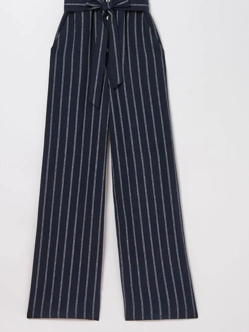 Blue Acre Stripe Linen Blend Jumpsuit