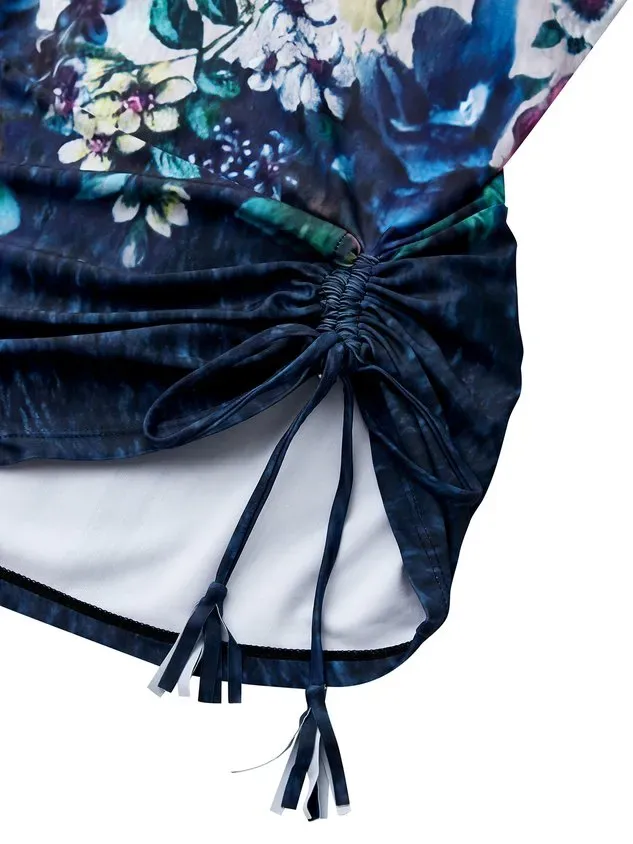 Vacation Floral Printing Scoop Neck Tankinis Two-Piece Set