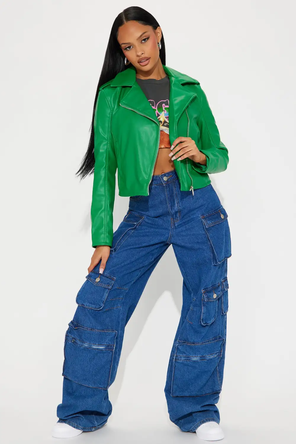 End Of The Road Faux Leather Jacket - Kelly Green