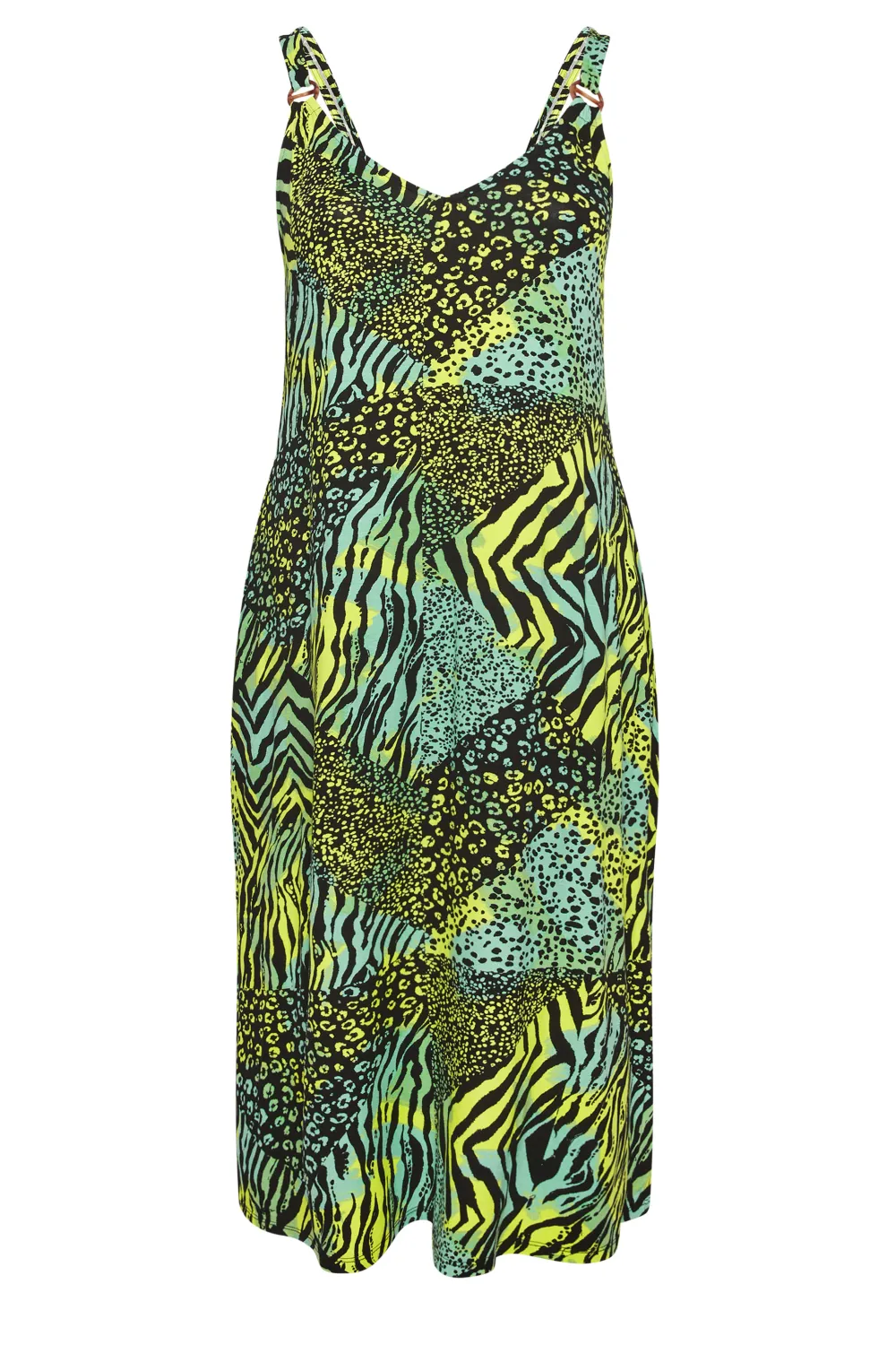 YOURS Curve Green Mixed Animal Print Beach Dress