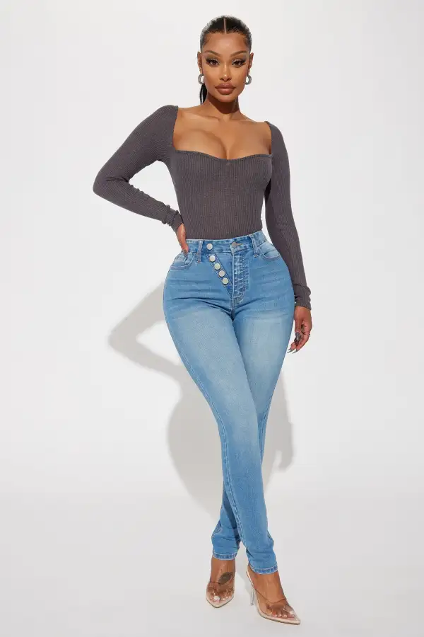 Call You Back Bodysuit - Charcoal