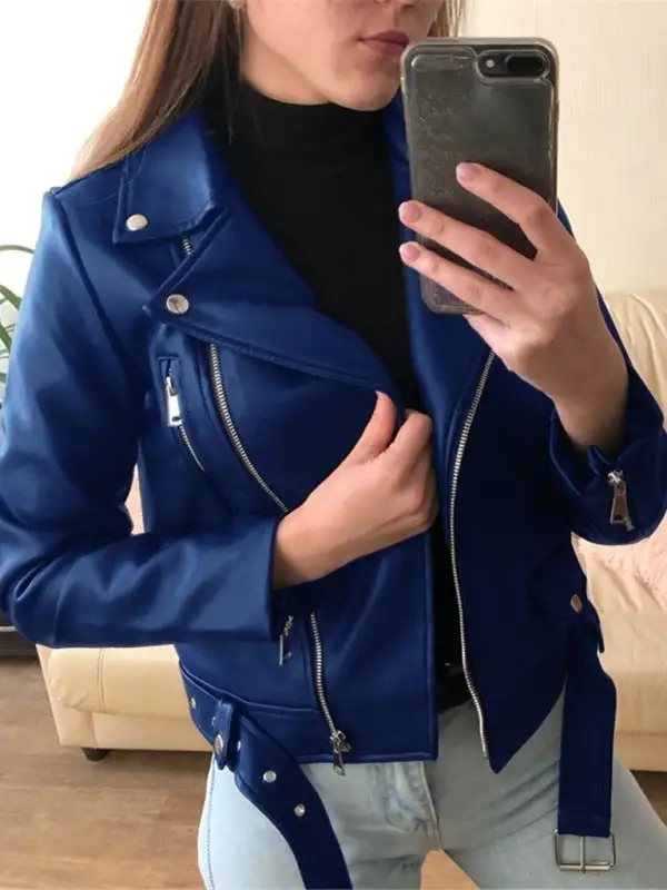 Slim Fit Motorcycle PU leather Jacket