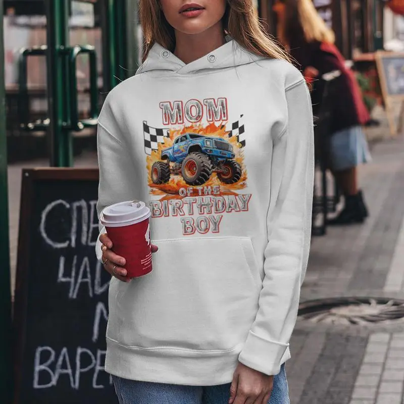 Mom Of The Birthday Boy Monster Truck Birthday Women Hoodie
