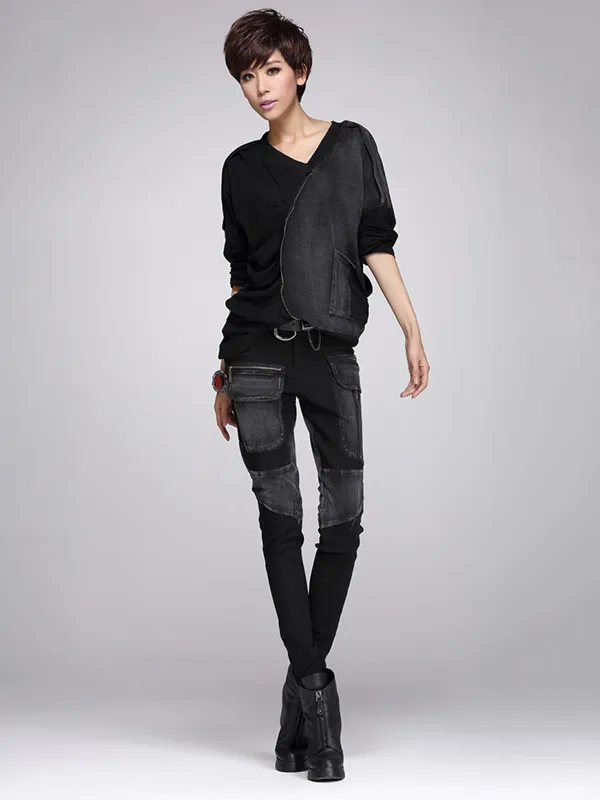 Multiple Zipper Casual Slimming Jeans Harem Pants