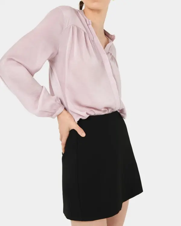 Hammered Satin V-neck Blouse