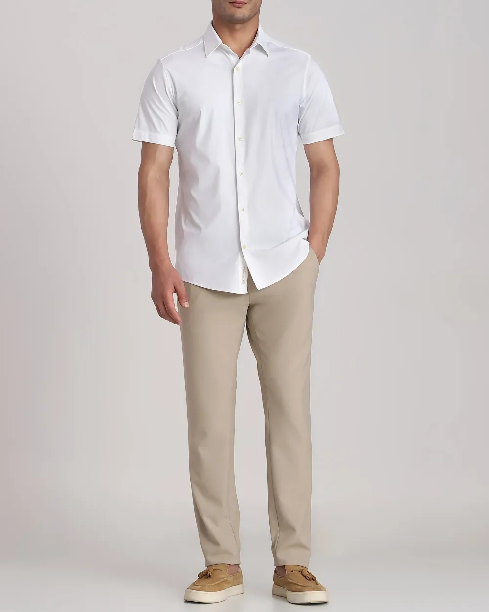 Leisure Simple Slim-Fit Breathable White Shirt