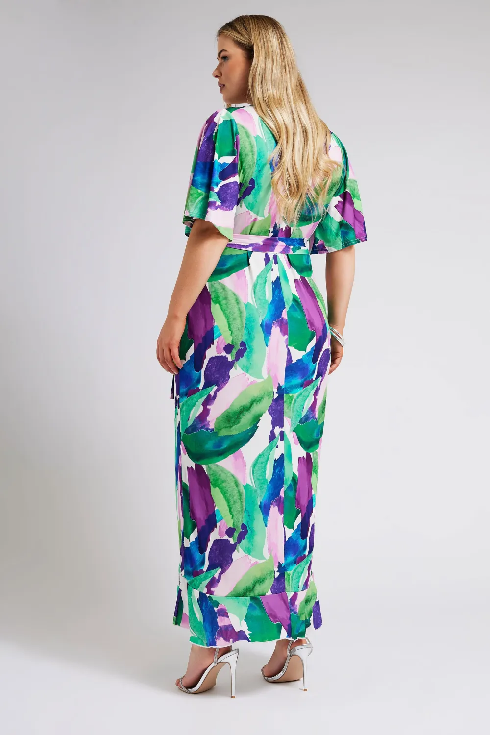 YOURS LONDON Curve Green Abstract Floral Print Wrap Dress