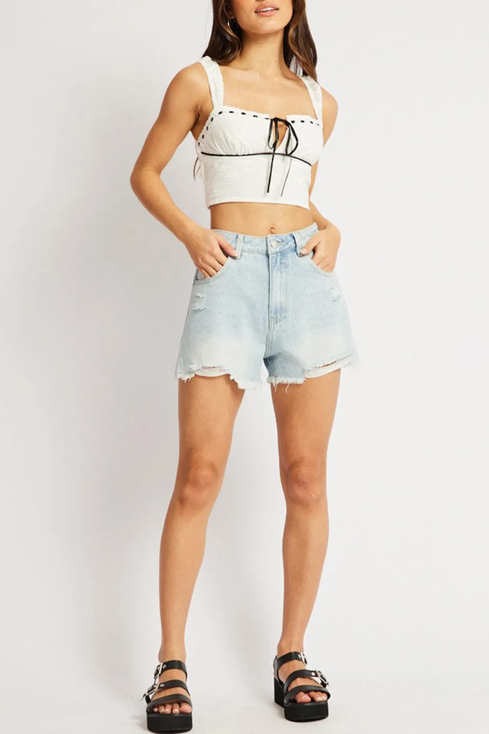 Denim Denim Short High Rise Ripped