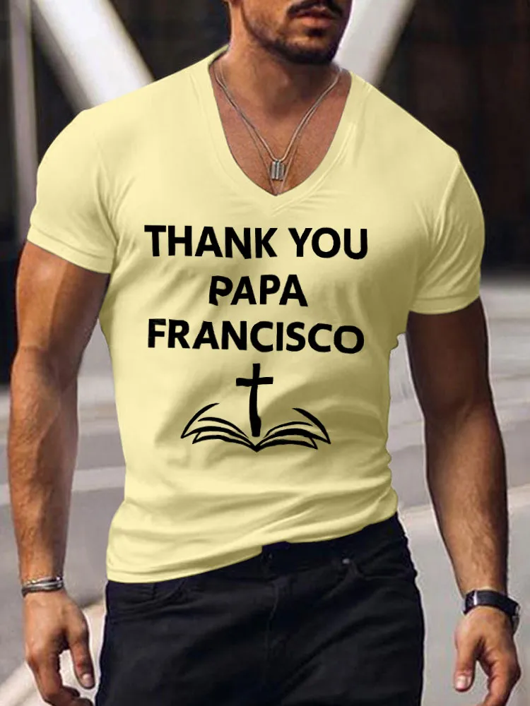 Men'S Thank You Papa Francisco V-Neck T-Shirt