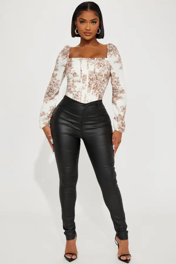 Something Special Long Sleeve Corset Top - Ivory/combo