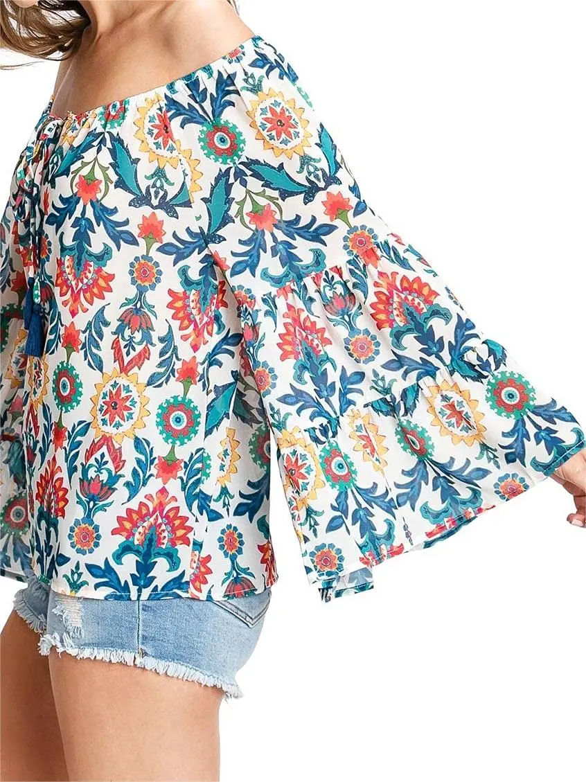 Off Shoulder Bell Sleeve Blouse