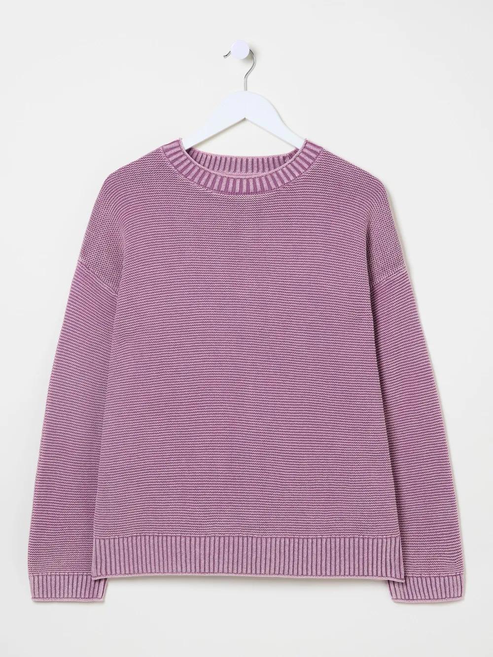 Purple Crew Neck Knitted 100% Cotton Jumper