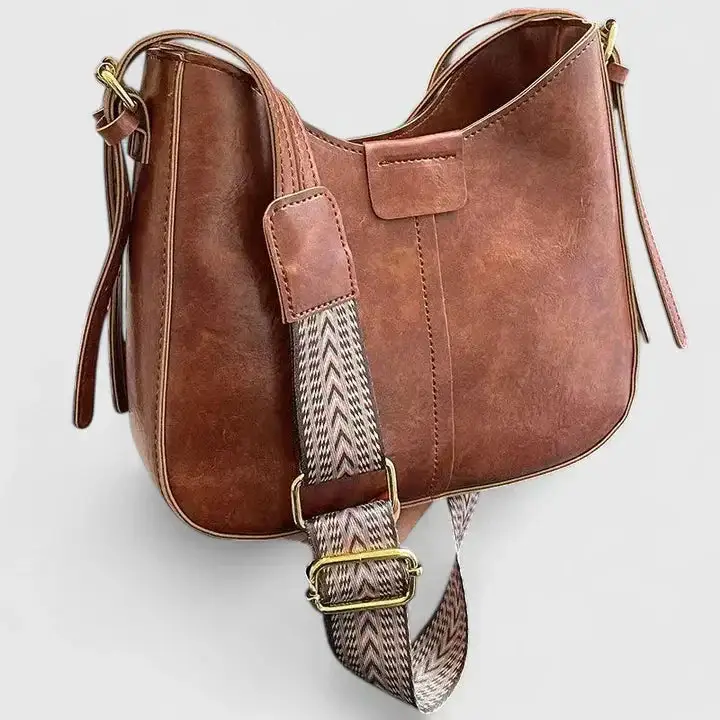 Pebbled Pocket Front Shoulder Bag