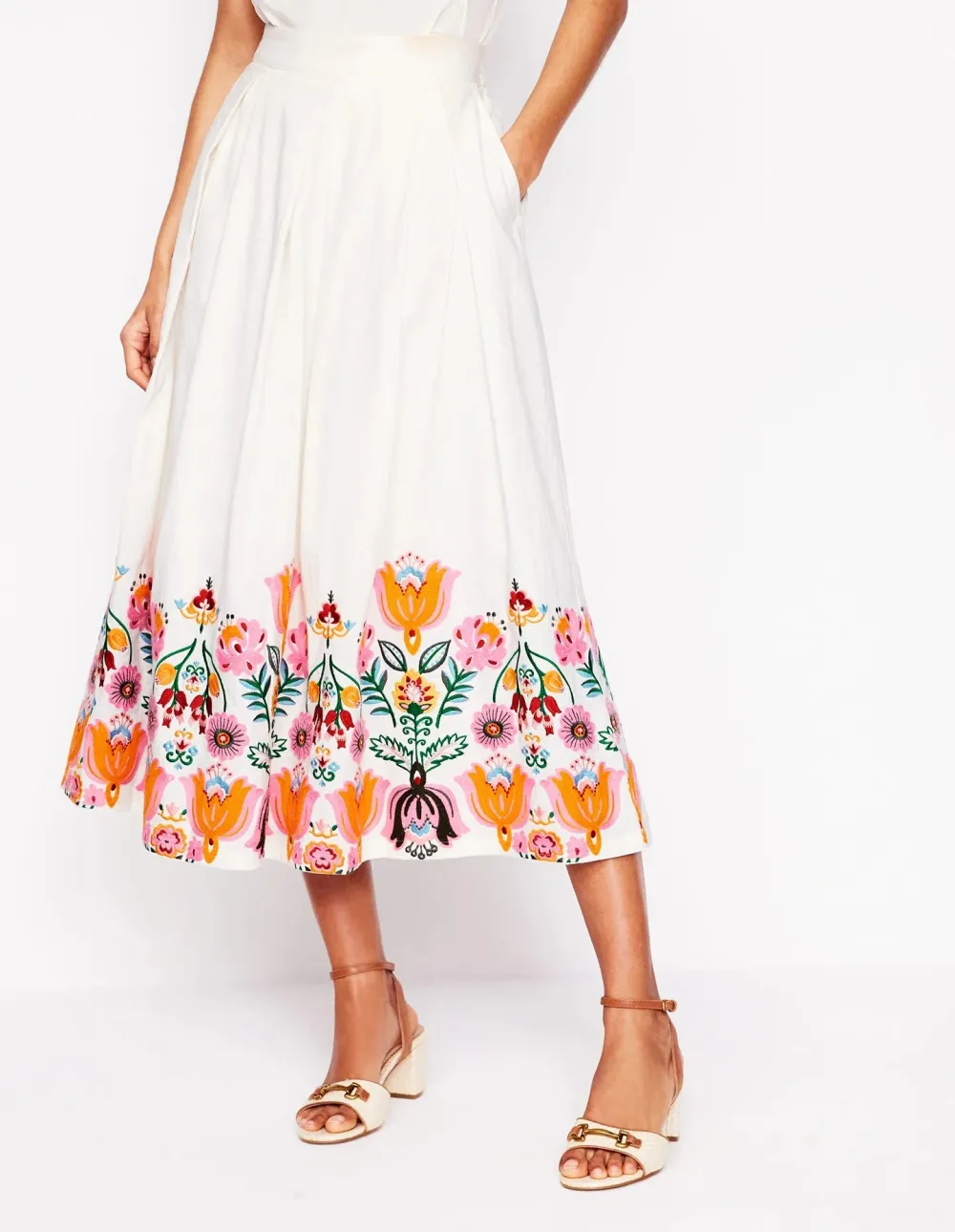 Verity Embroidered Linen Skirt