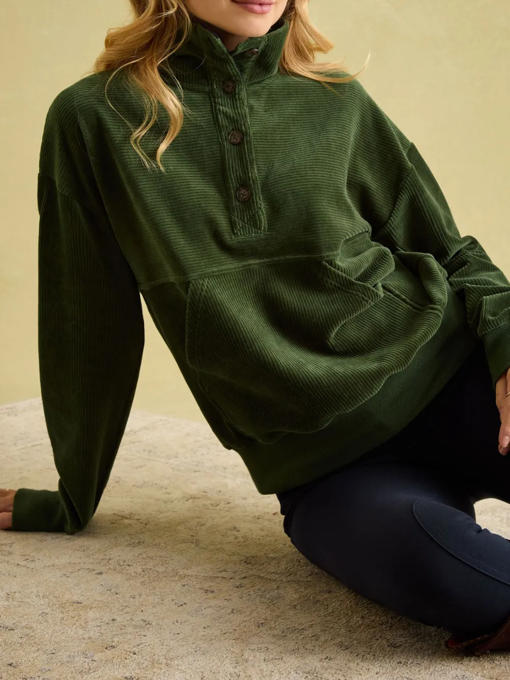 Green Casual Style Corduroy Sweatshirt