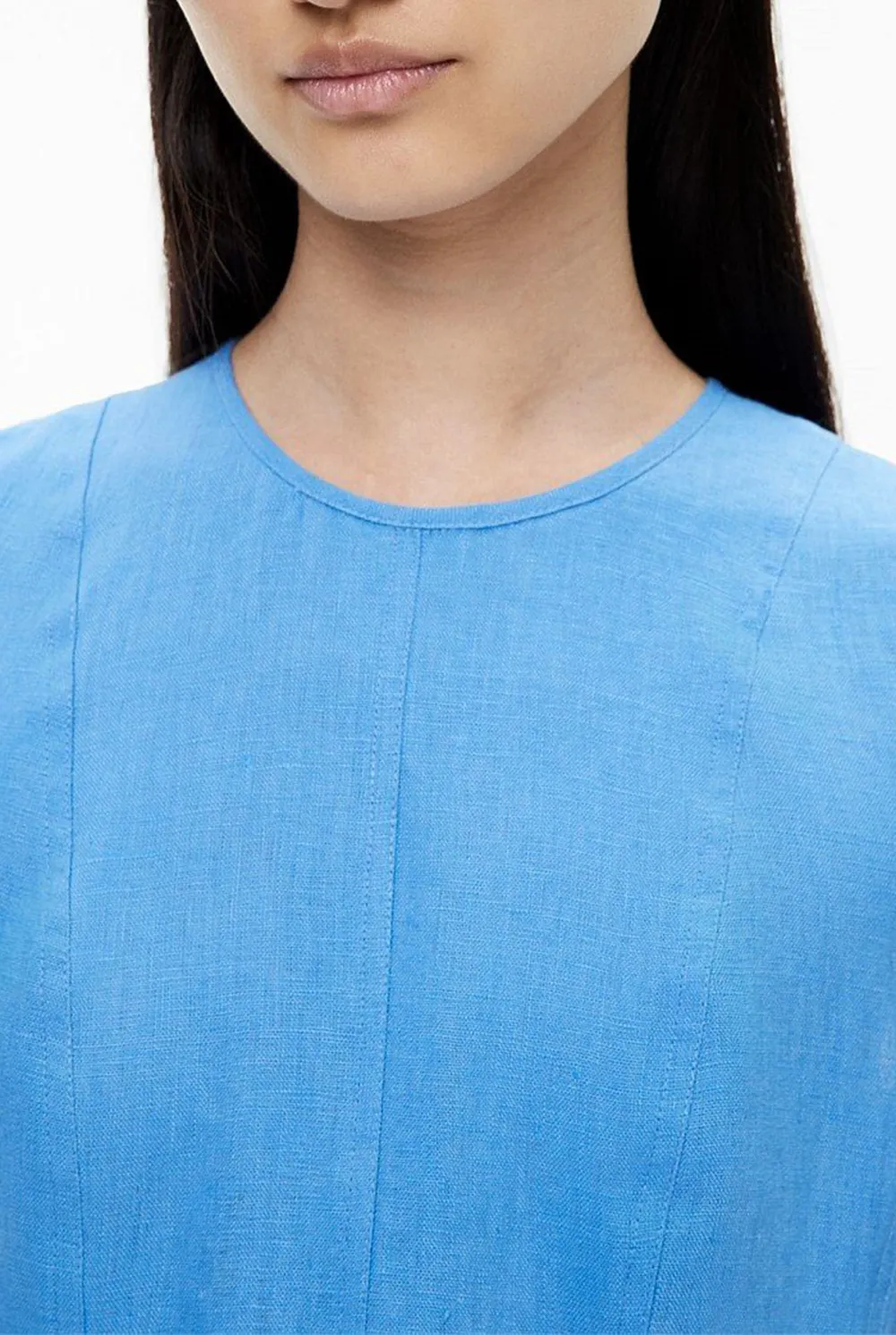 Flax Texture Blue Mini Dress