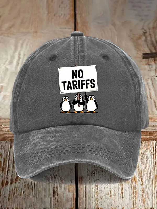 Penguin No Tariffs Print Baseball Cap