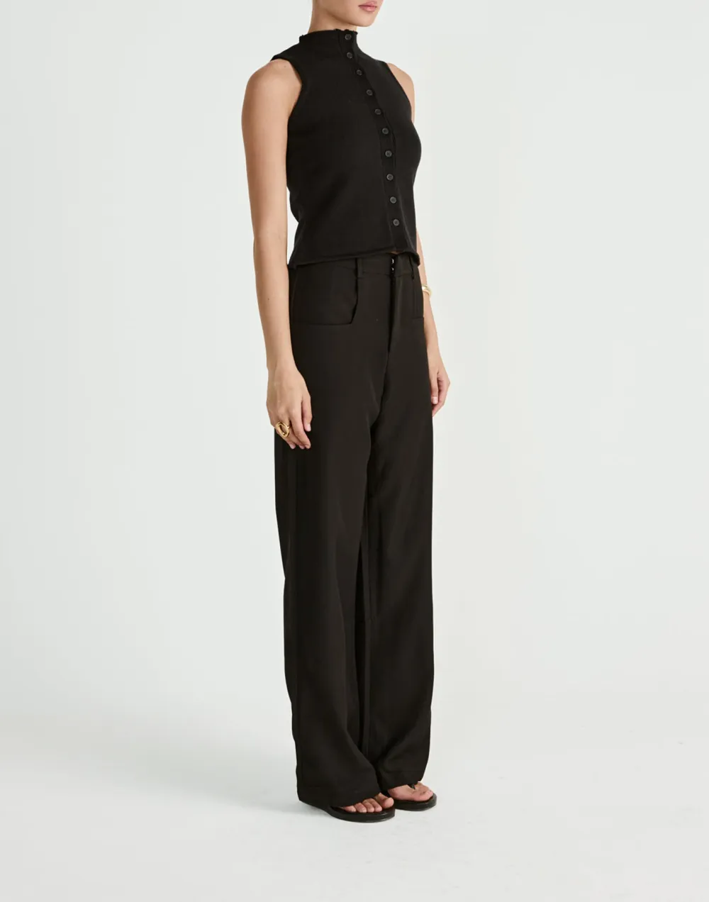 Creative Square Pocket Women's Wide Leg Pants