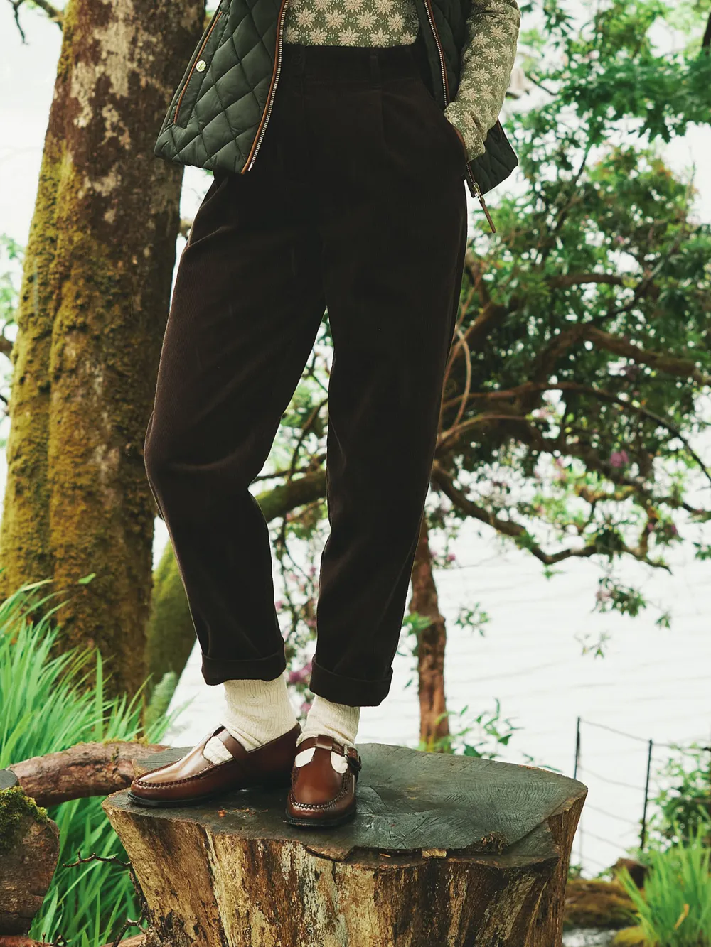 Dark Brown Corduroy Tapered Trousers