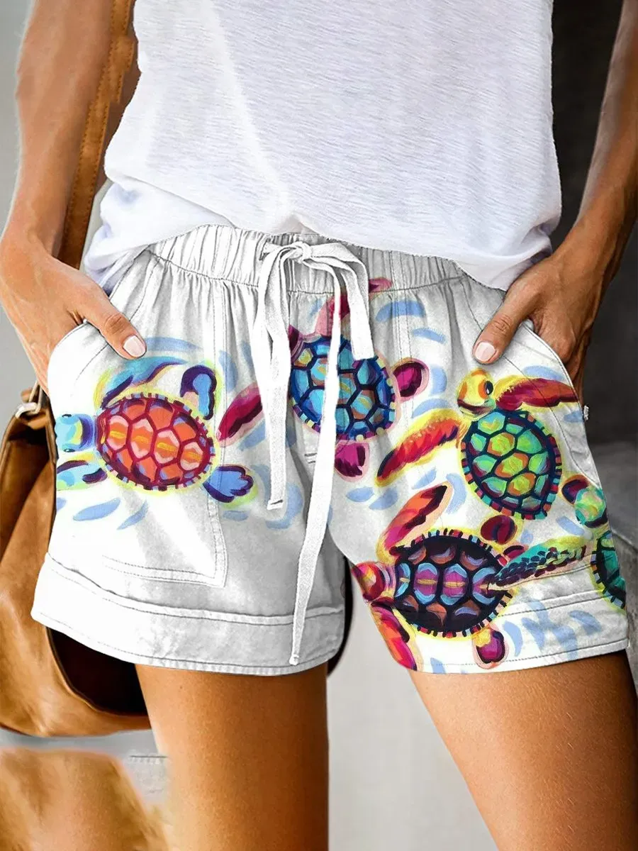 Women's Resort Turtle Print Shorts