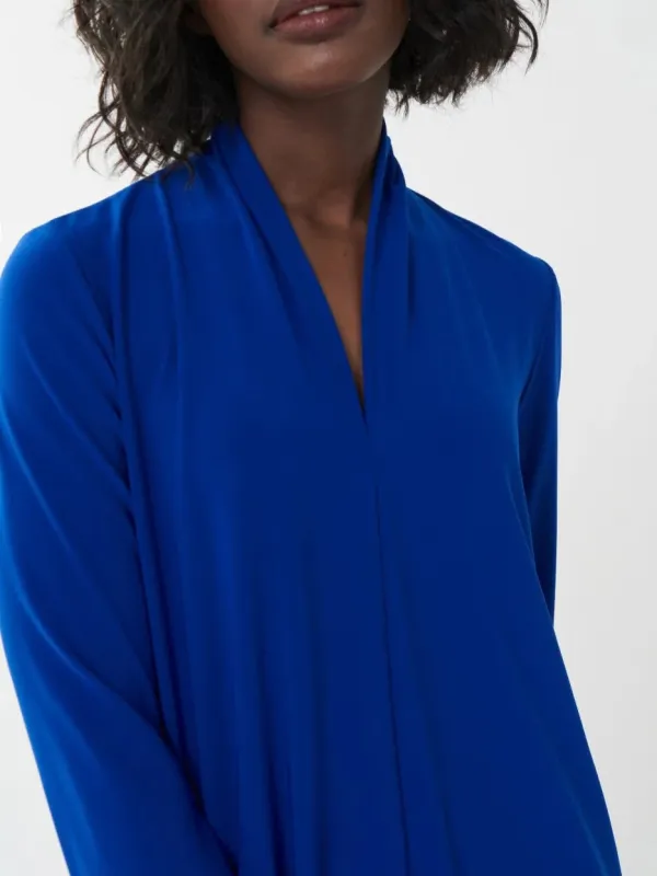 Royal Blue Long - Sleeve V - Neck Blouse