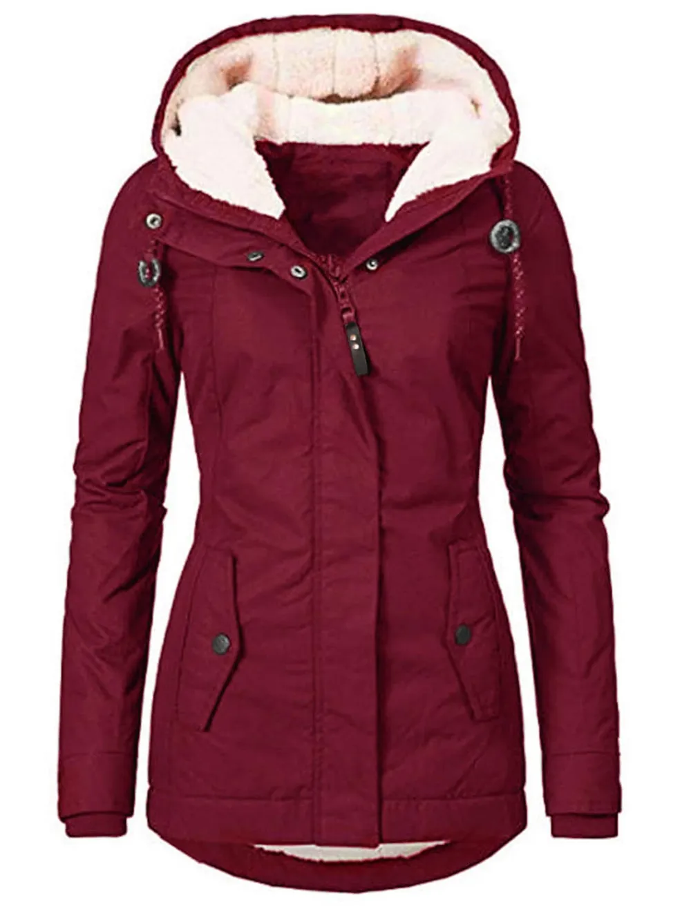 Women's waterproof parka fleece jacket