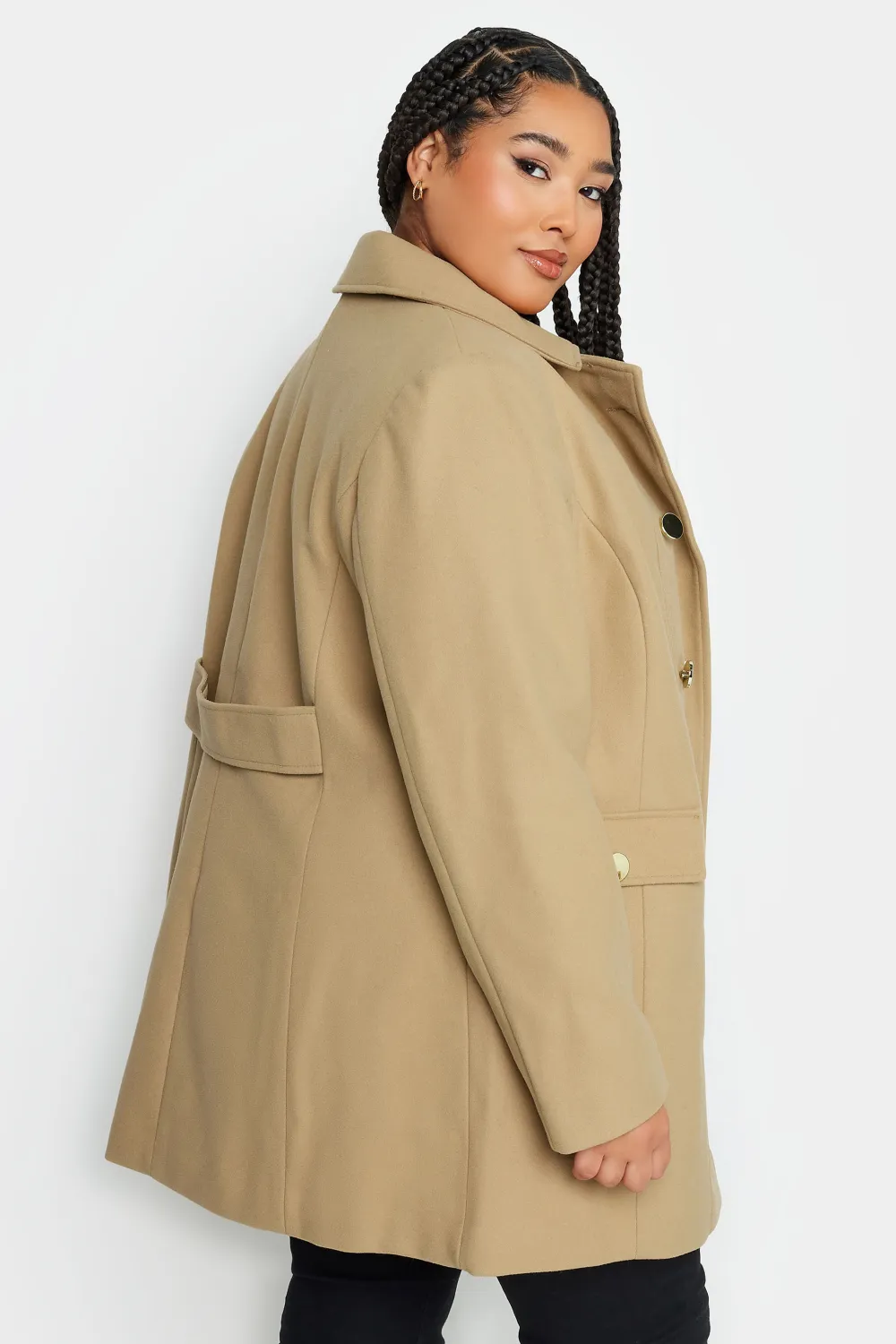 YOURS Curve Camel Brown Collared Formal Coat