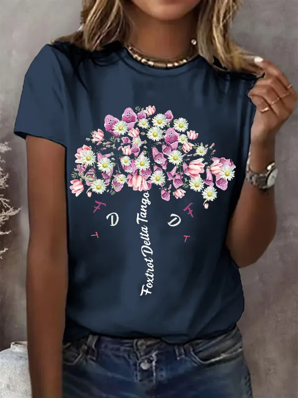 Women'S Fdt Flower Print Casual T-Shirt