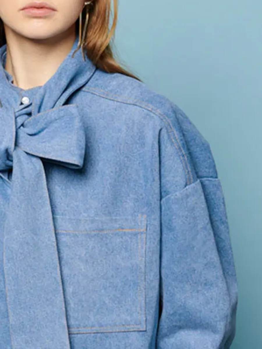 Casual Outfit Denim Bow Shirt