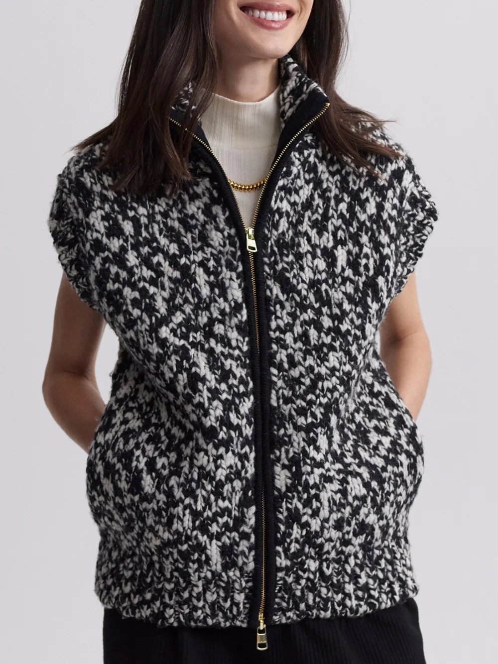 Camouflage Pattern Zip-Through Knit Gile