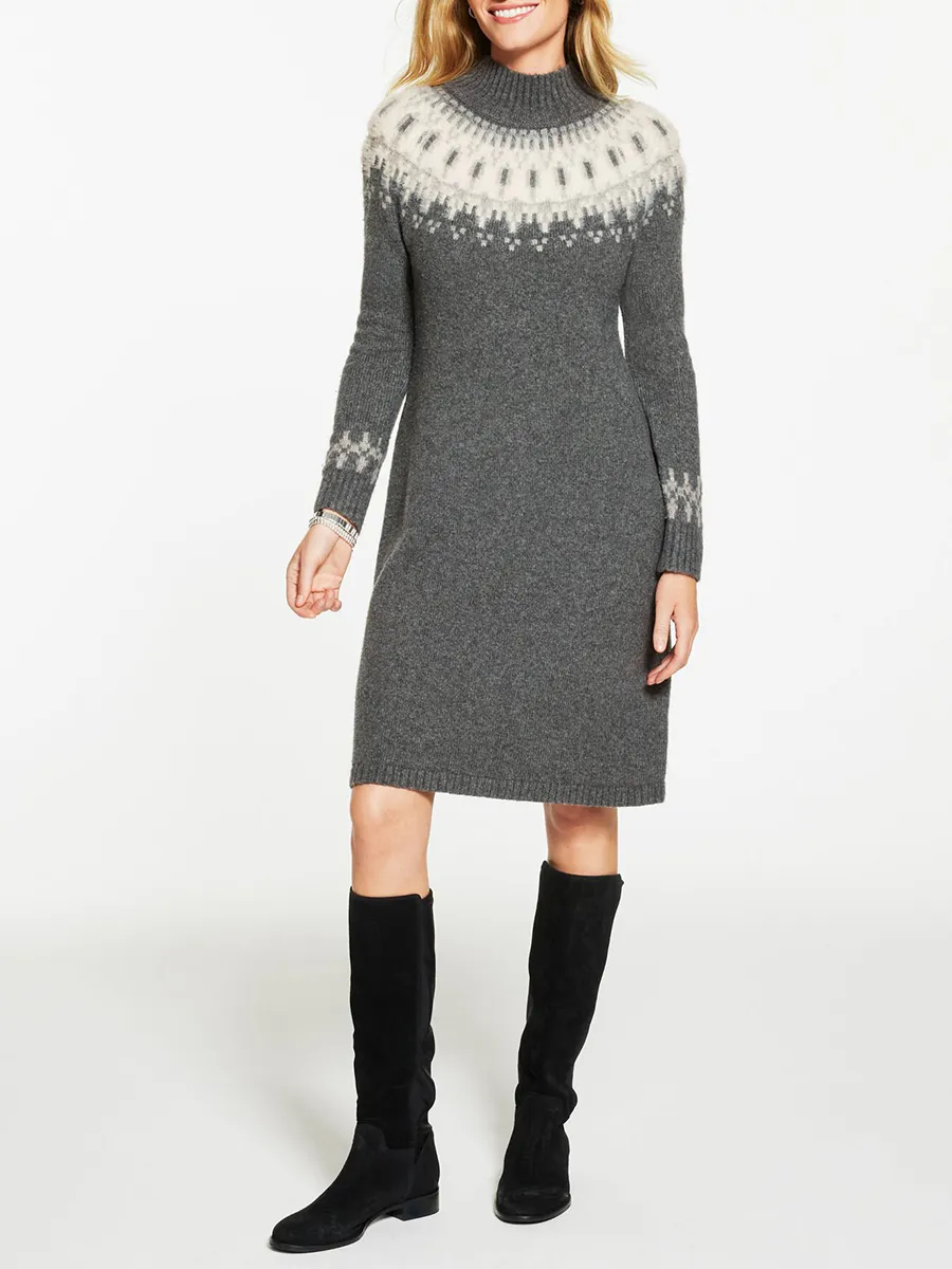 Women'S Stylish Pattern-Accent Slim-Fit Knit Midi Dress