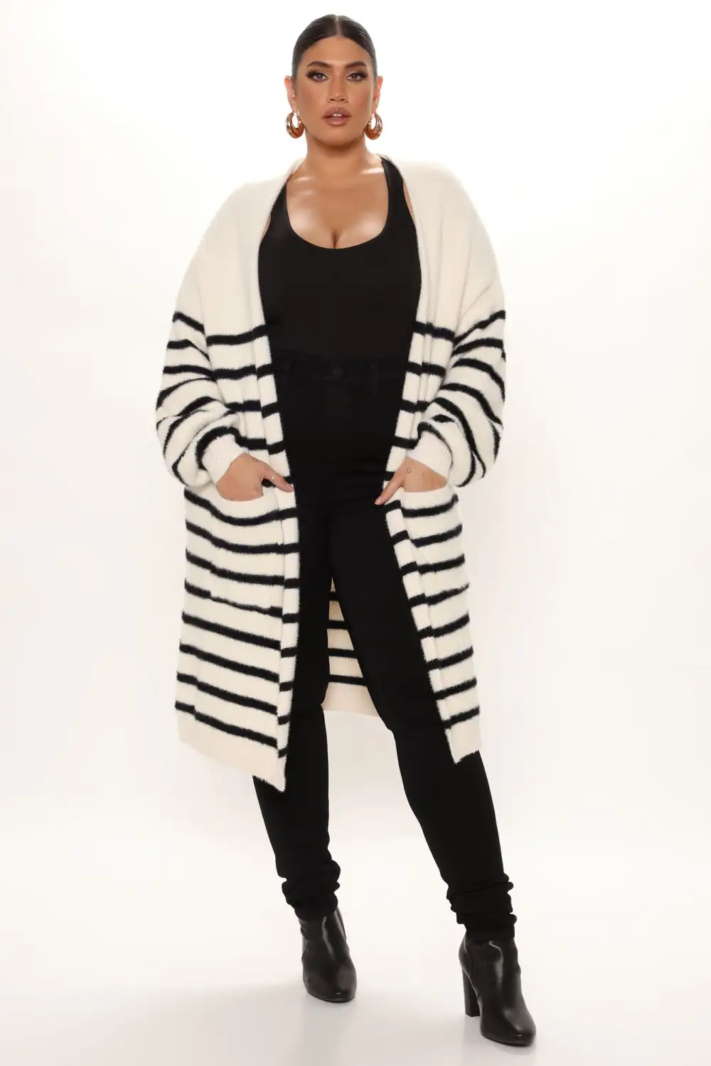 Feelin' Fine Striped Cardigan - Cream/combo