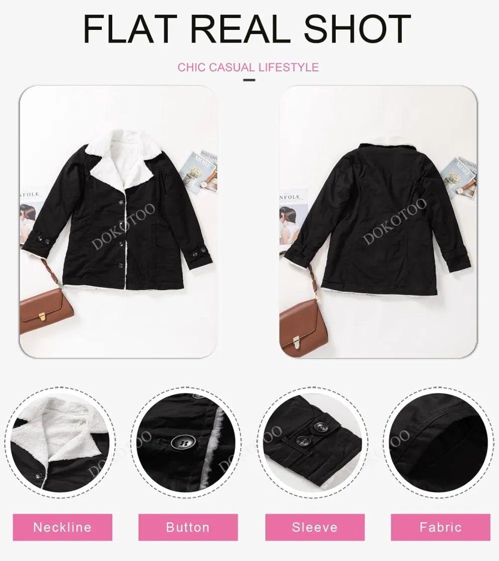 Womens Winter Warm Jean Jacket Stand Collar Wool Liner Sherpa Denim Coats Thicker Outerwear with Pockets