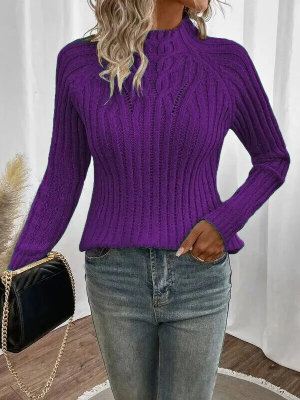 Raglan Sleeve Cable Knit Sweater