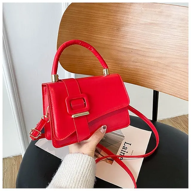 Women's Handbag Crossbody Bag PU Leather Daily Durable Black Red Blue