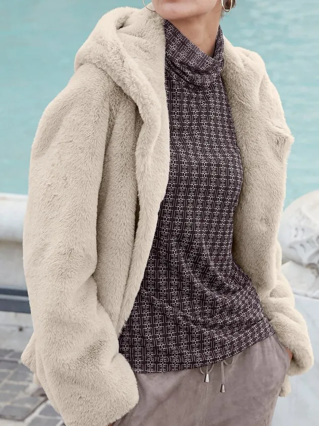 Loose Hoodie Fluff/Granular Fleece Fabric Teddy Jacket