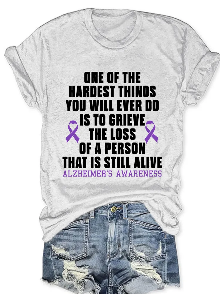 Women'S Alzheimer'S Awareness Round-Neck Short-Sleeved T-Shirt
