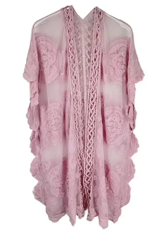 Patterned Laced Kimono  choice of colors