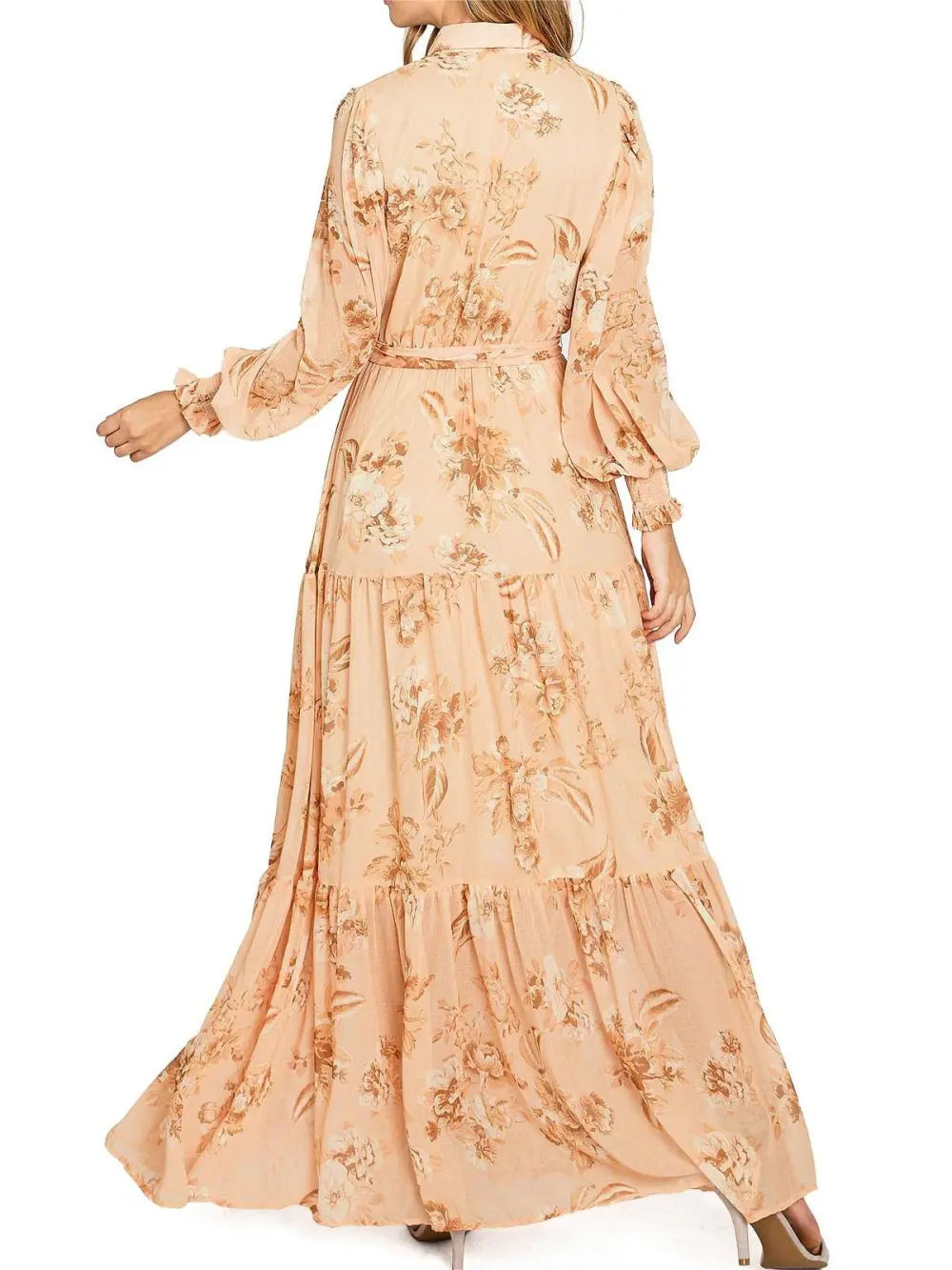 Floral Lantern Sleeve Maxi Dress