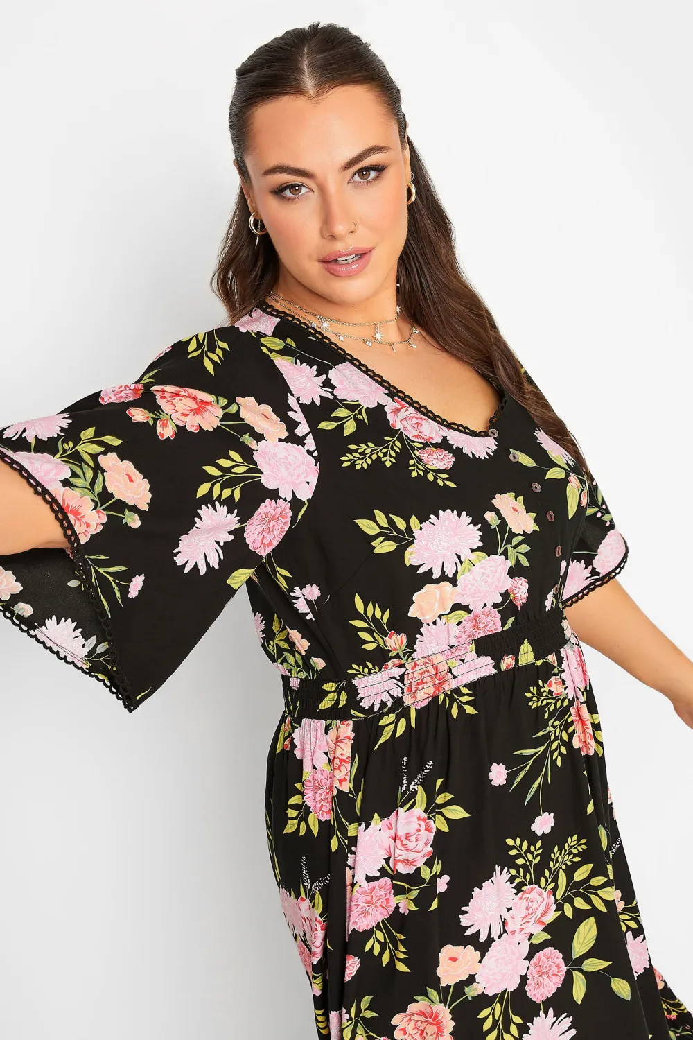 YOURS Curve Black Floral Maxi Dress