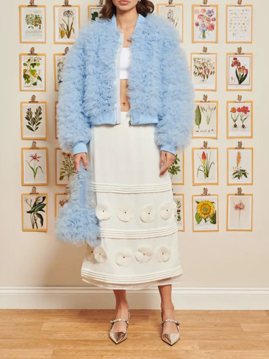 Casual Tulle Bomber Jacket