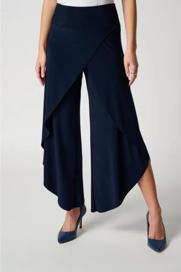 Navy Blue Asymmetric Wide - Leg Pants
