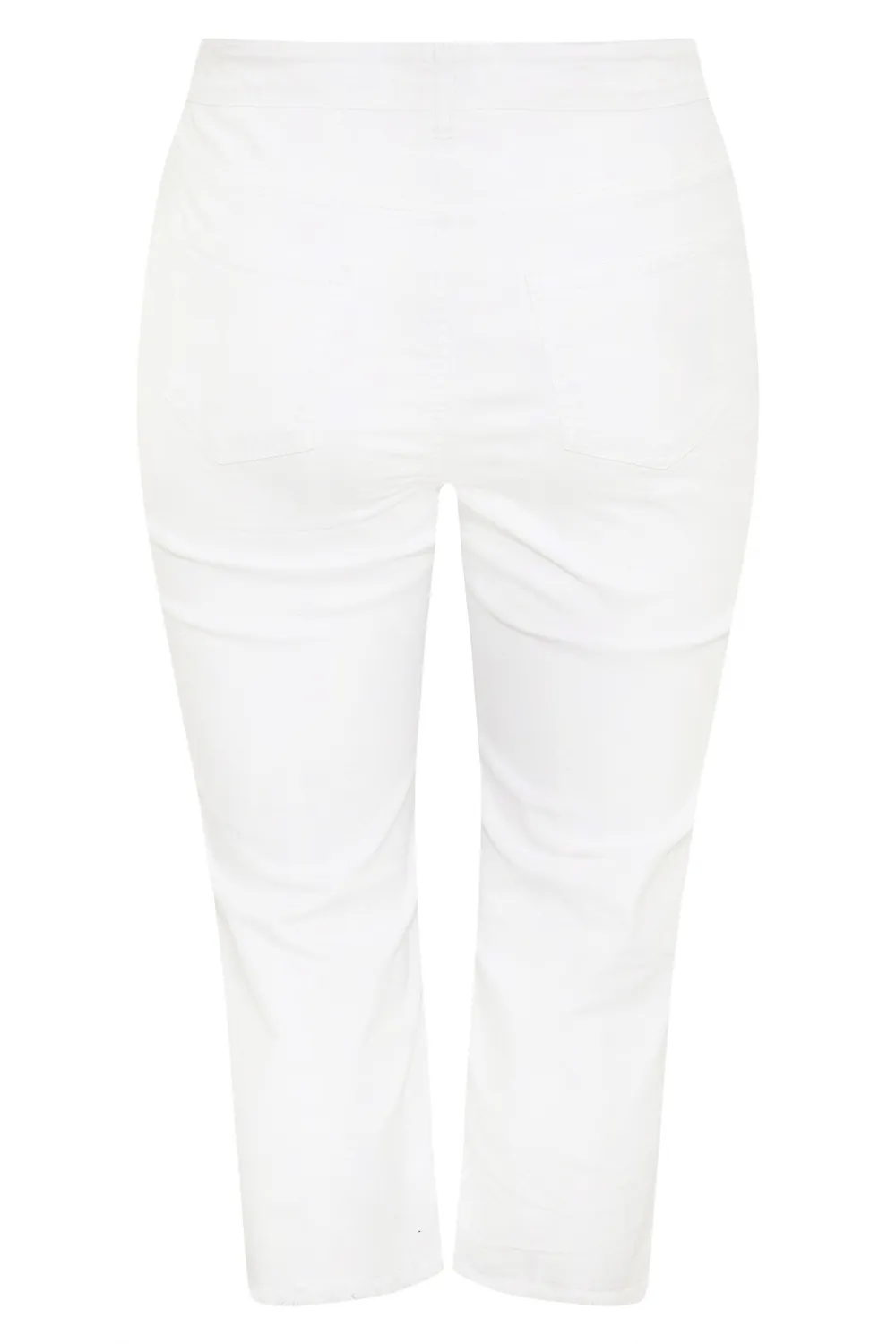 YOURS Curve White Stretch Wide Leg Cropped Jeans