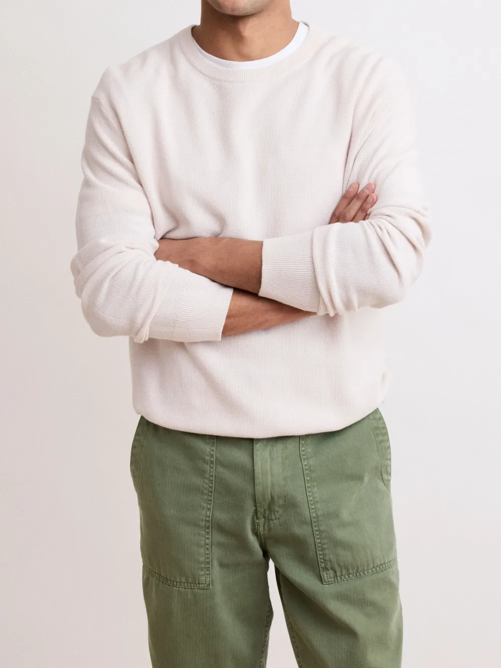 Men's Cement Cotton Crew Neck Sweater