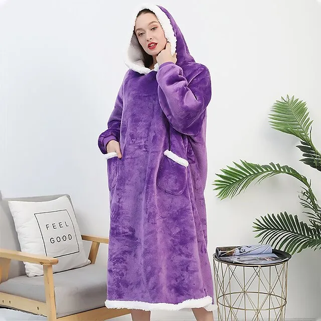 Oversized Wearable Blanket Christmas Flannel Thick Soft Warm Long Hoodie Blanket Big Hooded Sweatshirt Hoodie Blanket for Adults Women Girls Teenagers Teens Men Black