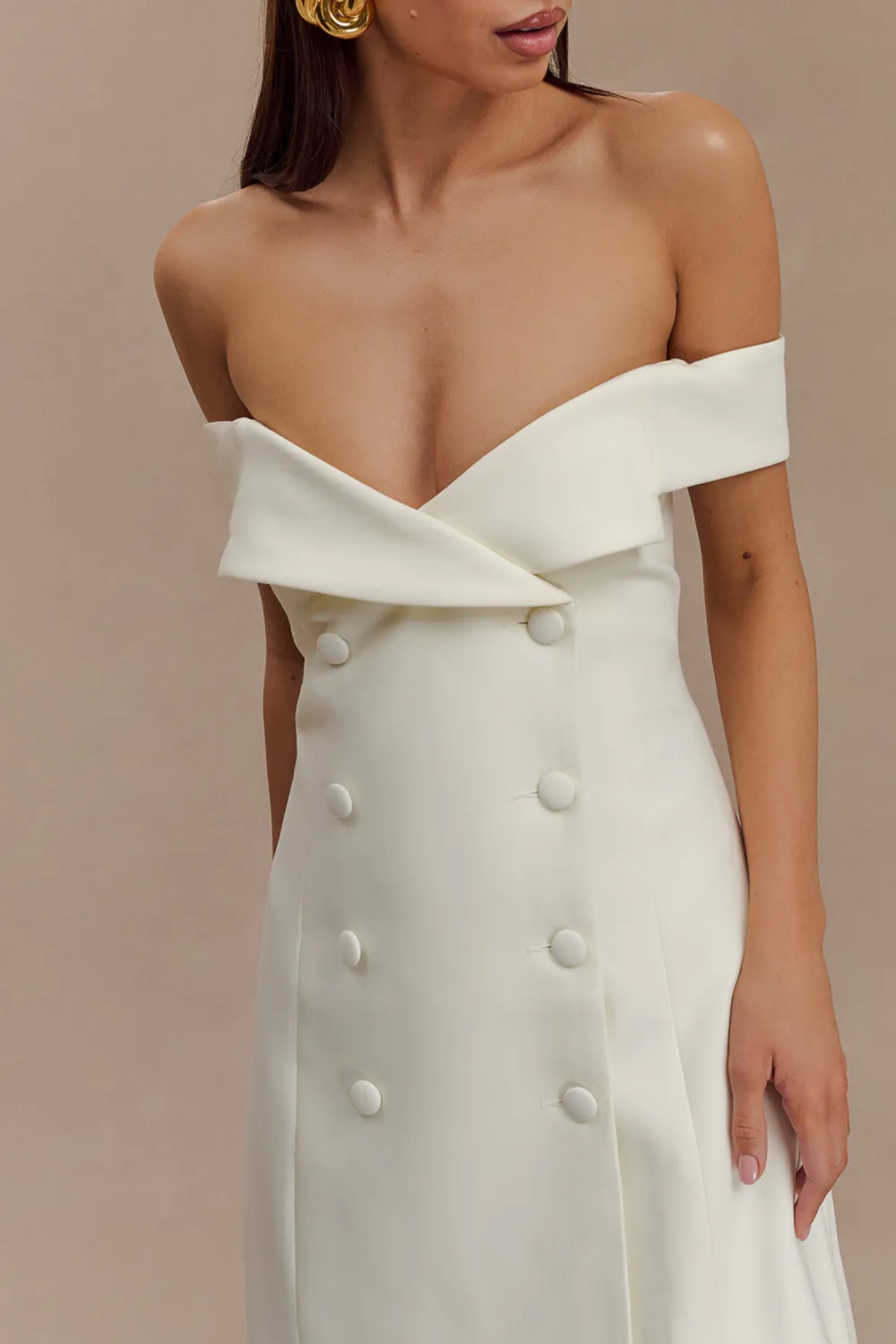 Off Shoulder Suiting Mini Dress